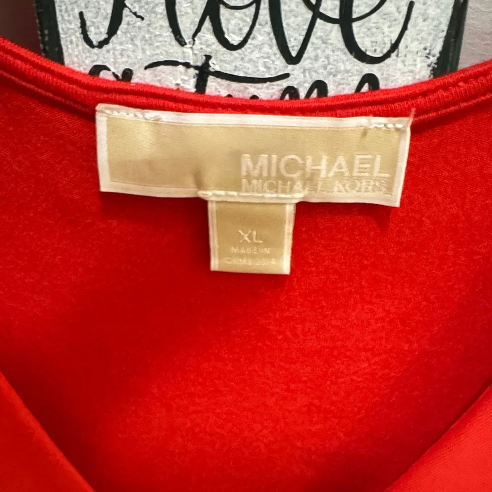 MICHAEL Michael Kors Vibrant Red V-Neck Blouse - Picture 2 of 3